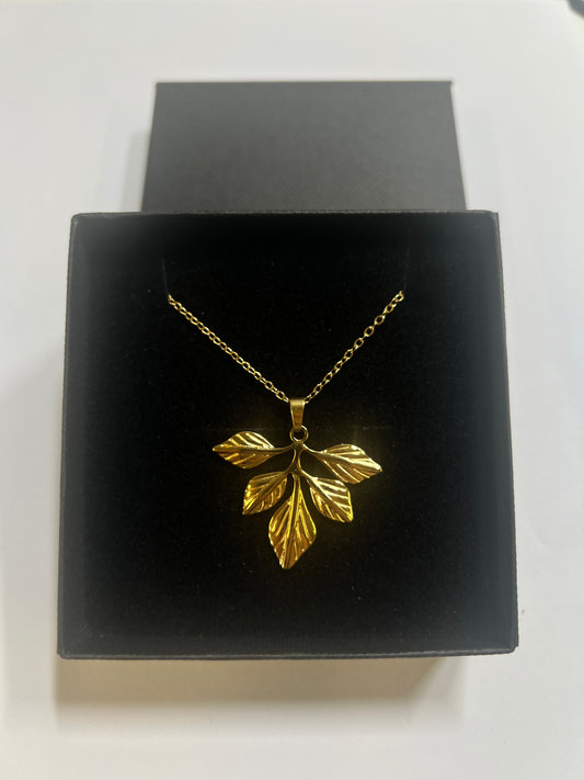 14K vergoldete Edelstahl Halskette gold Blatt (4)