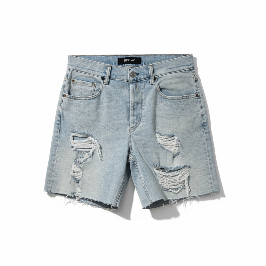 REPLAY Ripped Jeans Short hellblau Gr27
