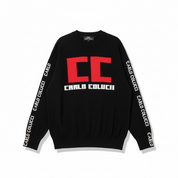 Carlo Colucci Strickpullover Rücken Print Schwarz Rot