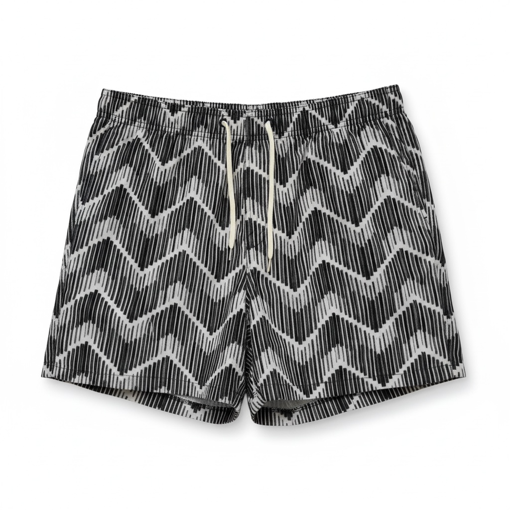 SELECTED Swim Shorts Badehose grau weiß muster