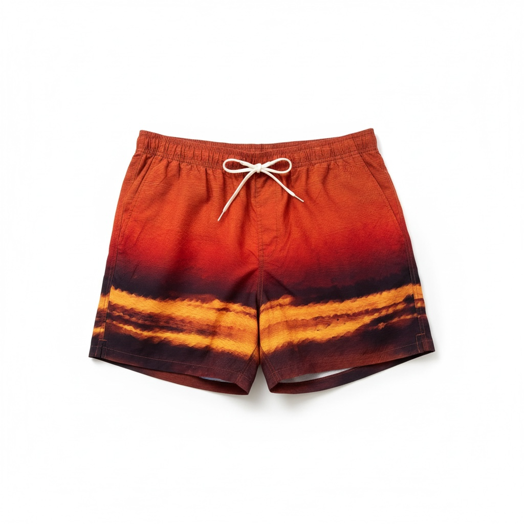 SELECTED Swim Shorts Badehose Rot/Orange Muster GrL