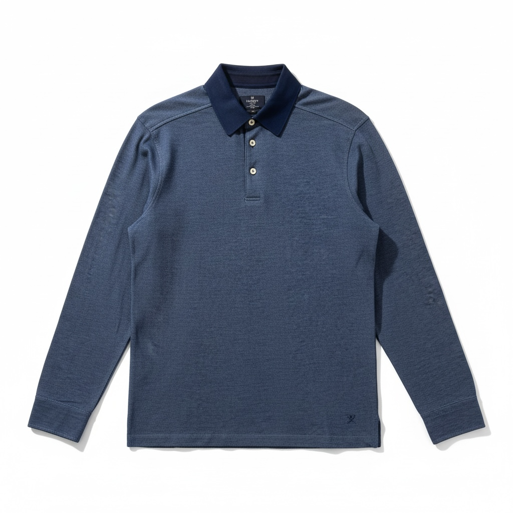 HACKETT LONDON Poloshirt Long Sleeve Slim Fit blau 100% Cotton Silk lemon