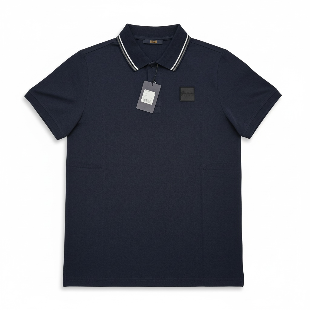 Cavalli Class Poloshirt navyblau Lederemblem -ST1-