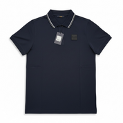 Cavalli Class Poloshirt navyblau Lederemblem -ST1-