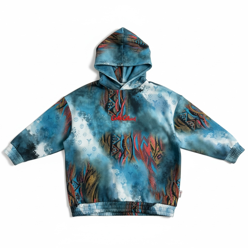 Carlo Colucci Hoodie hellblau bunt -55-