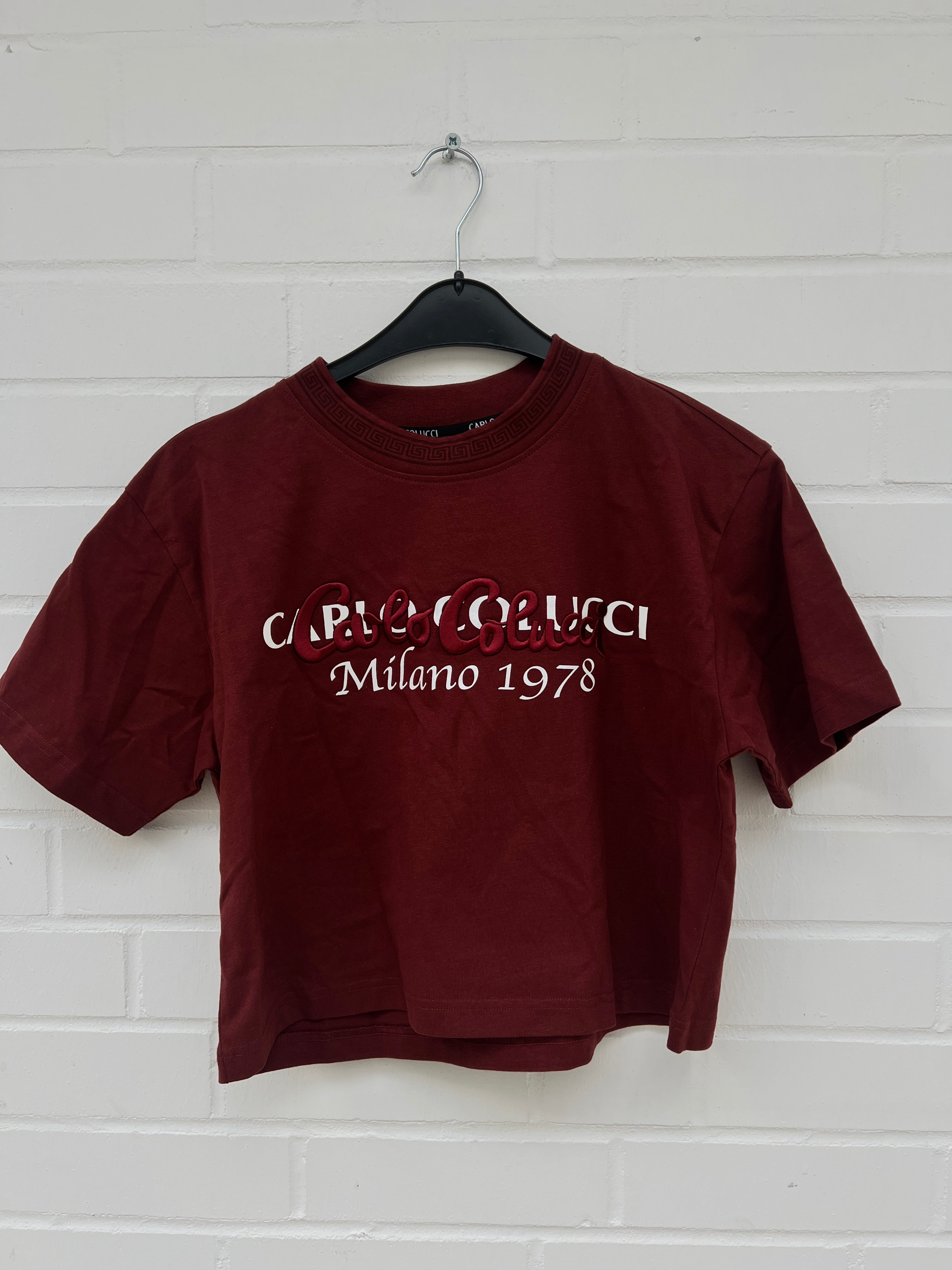 (8) Carlo Colucci Crop Shirt bordeaux/rot