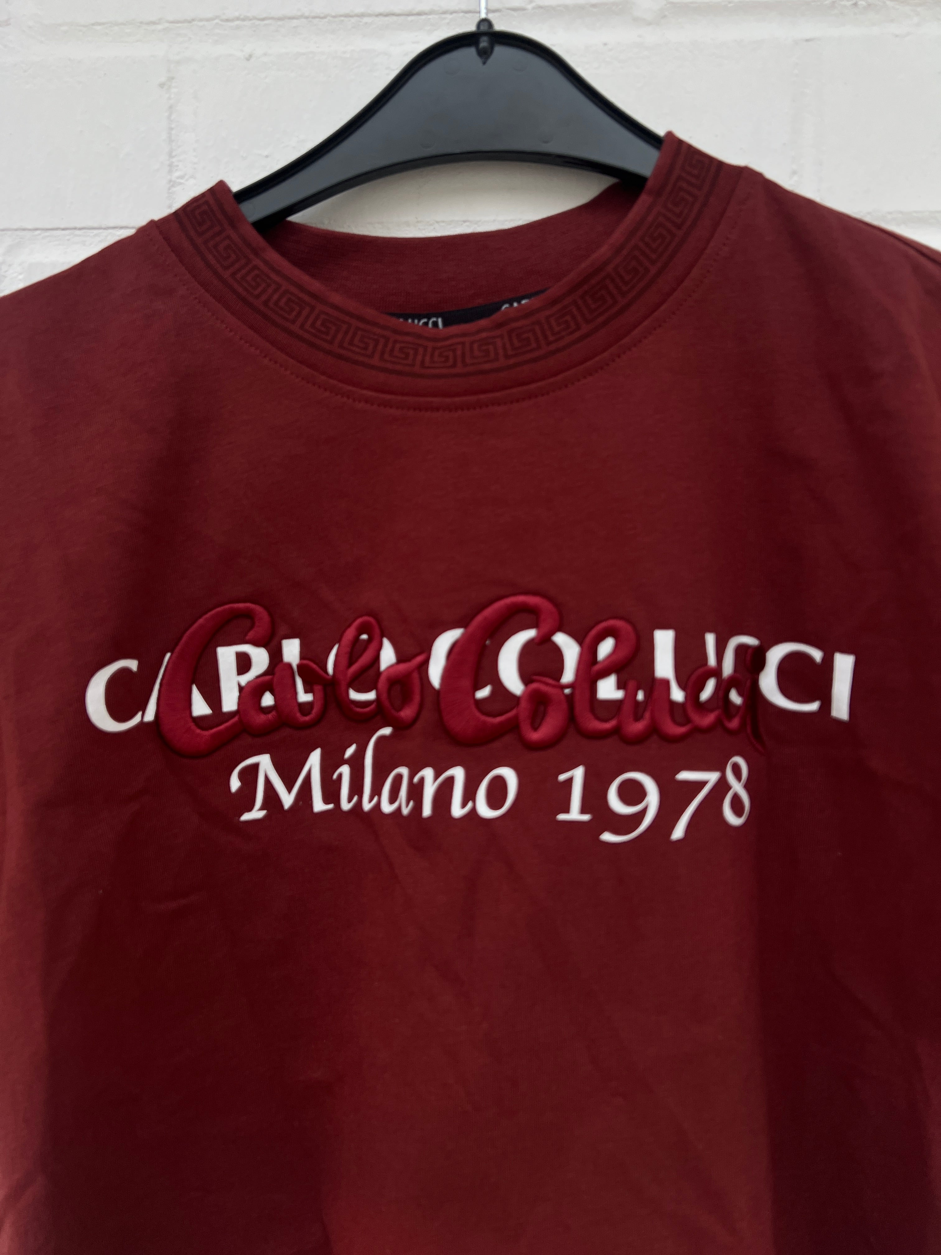 (8) Carlo Colucci Crop Shirt bordeaux/rot