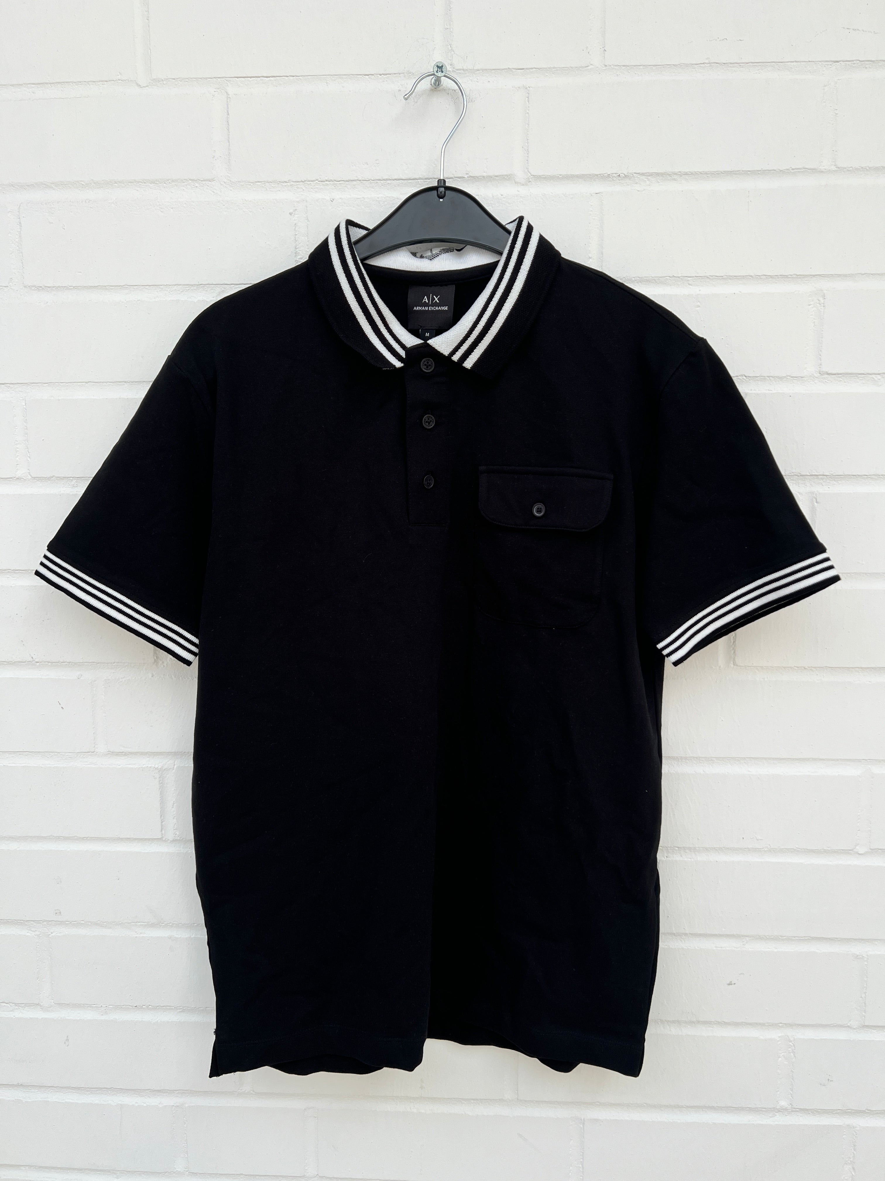 (Stange3) Armani Exchange Poloshirt schwarz weiß Gr.M