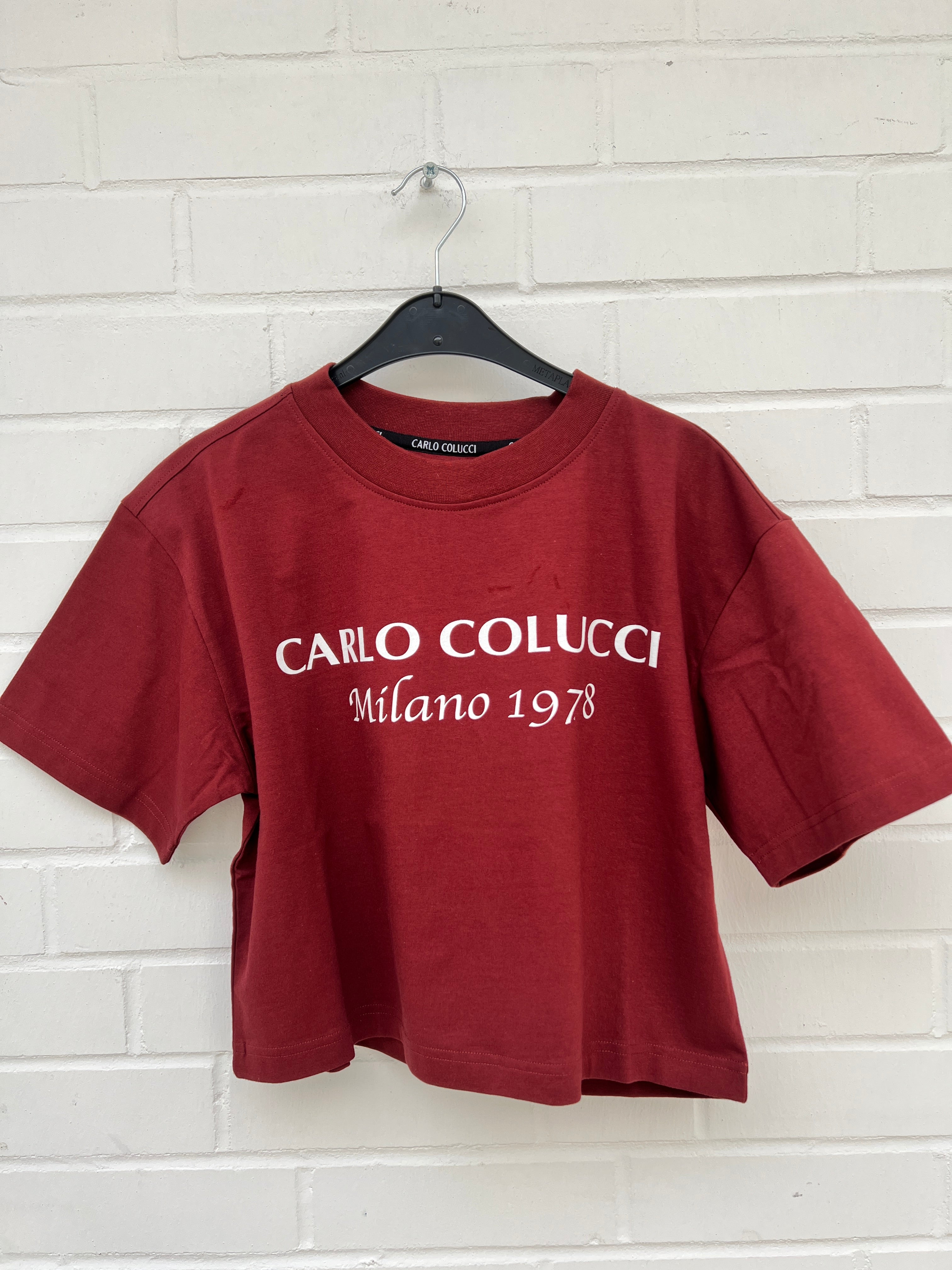 (30) Carlo Colucci Crop Tshirt dunkelrot