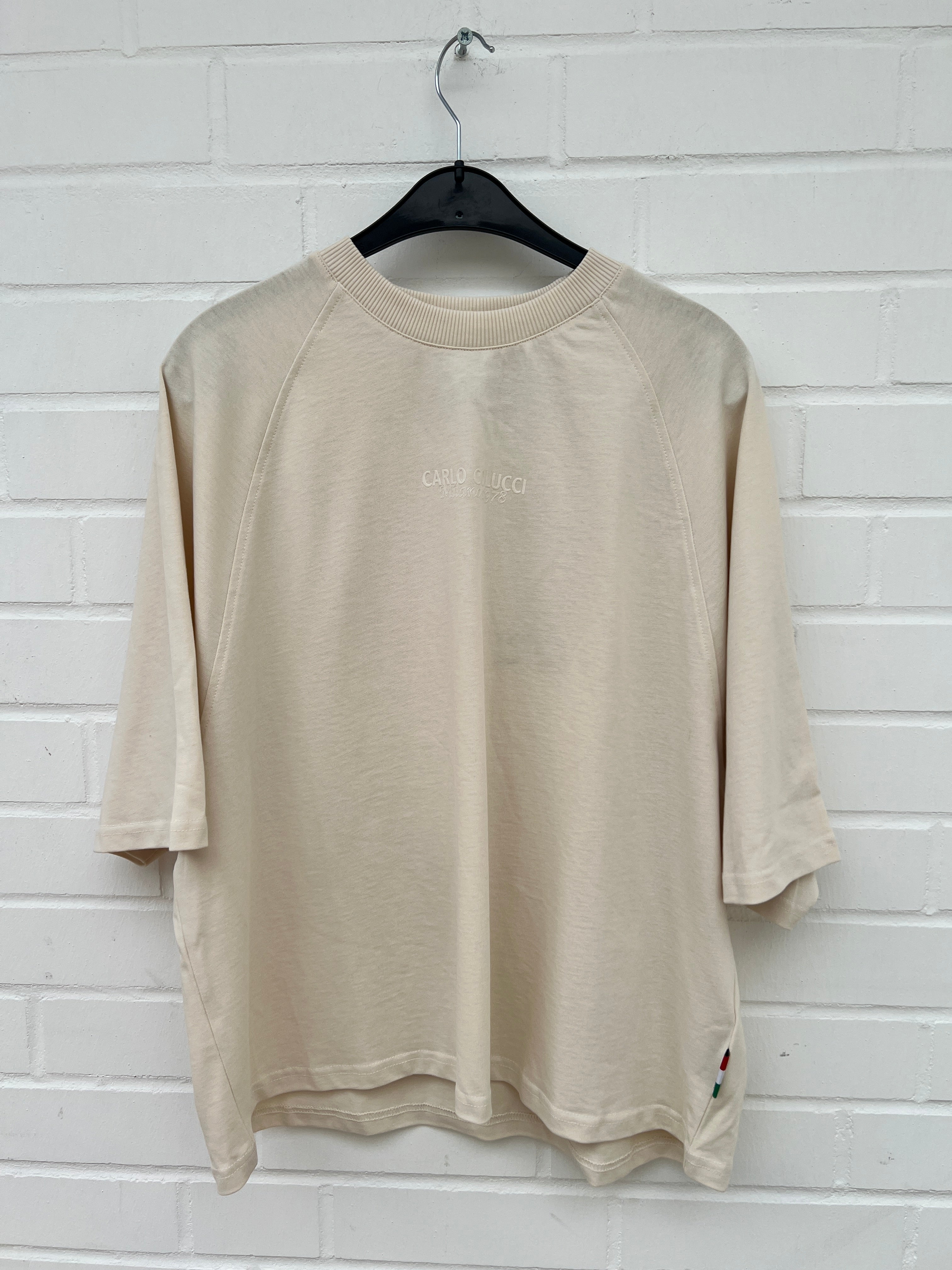 (40) Carlo Colucci Tshirt cremeweiß