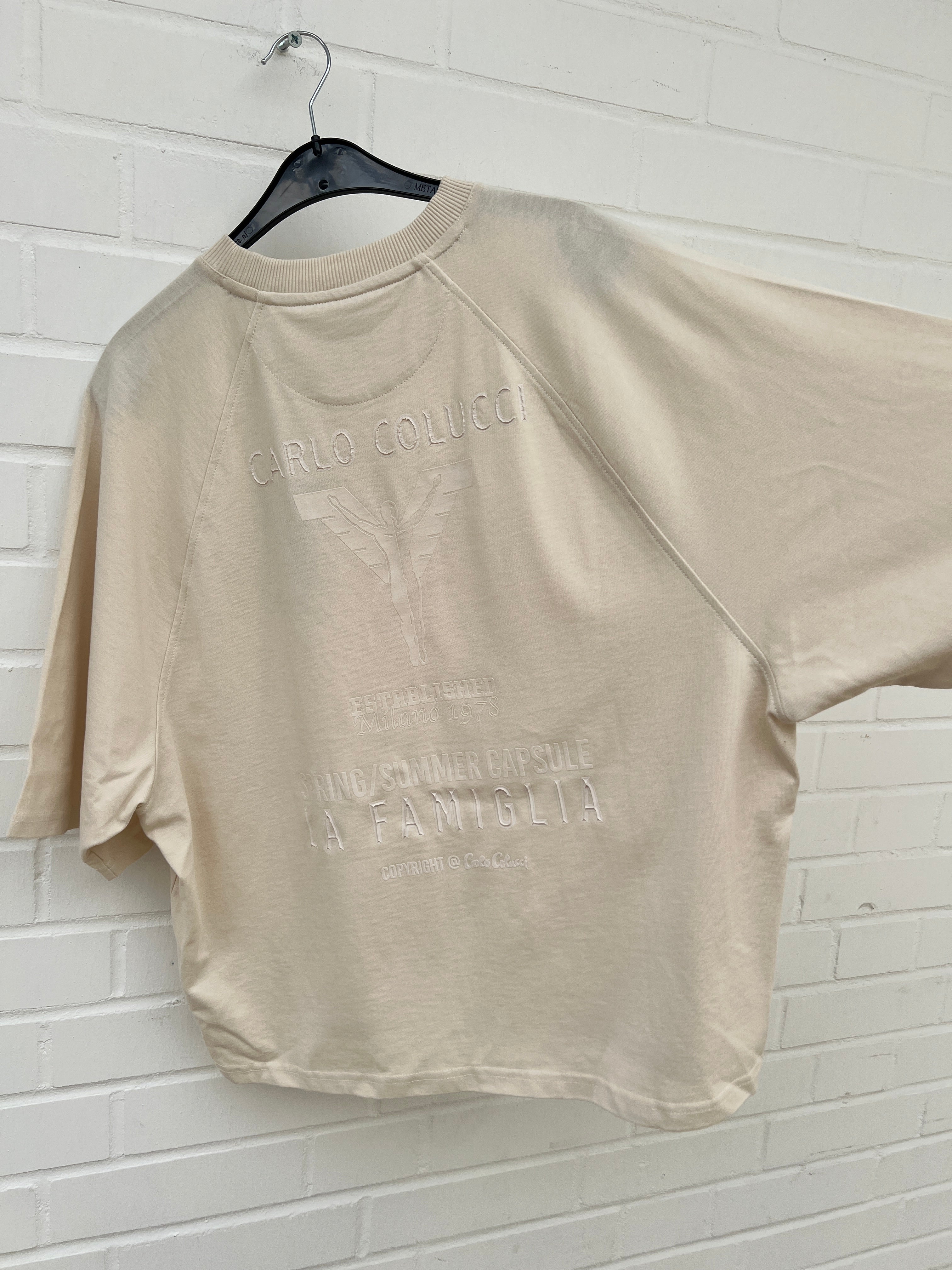 (40) Carlo Colucci Tshirt cremeweiß