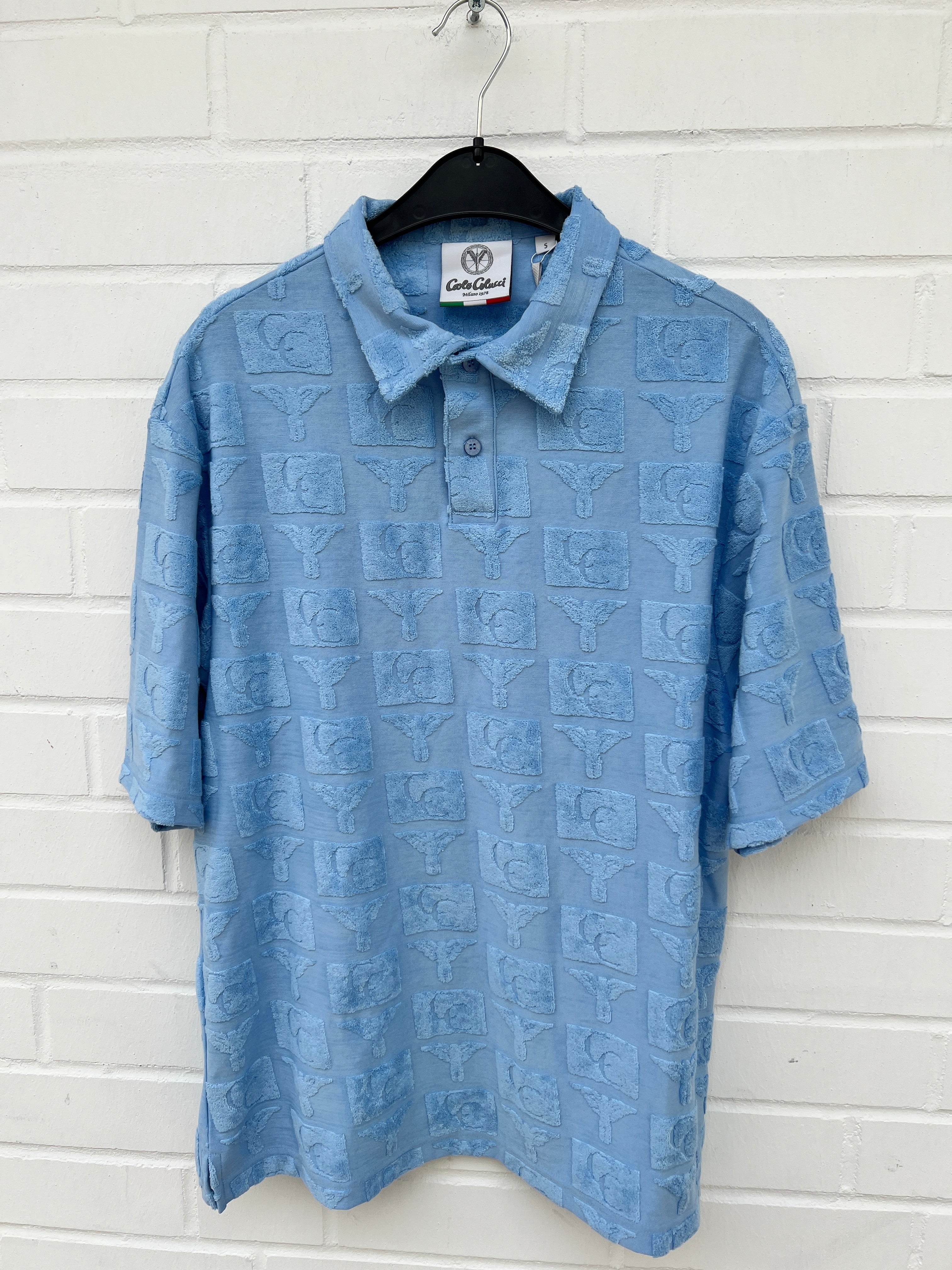 (41) Carlo Colucci Poloshirt Frottee hellblau