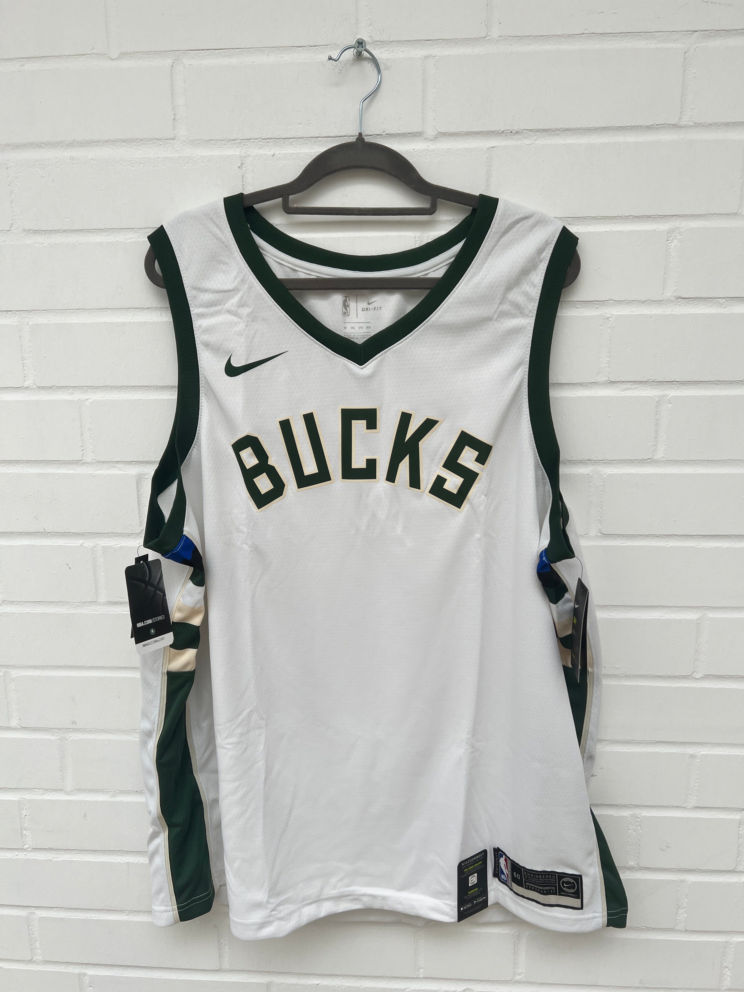 (Stange4) NBA Bucks Trikot weiß grün Gr.3XL