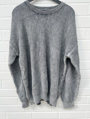(51+152) Carlo Colucci Strickpullover dunkelgrau Rücken Gummiprint