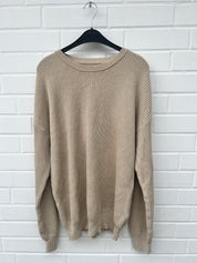 (51) Carlo Colucci Strickpullover beige Rücken Gummiprint