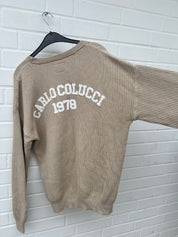 (51) Carlo Colucci Strickpullover beige Rücken Gummiprint