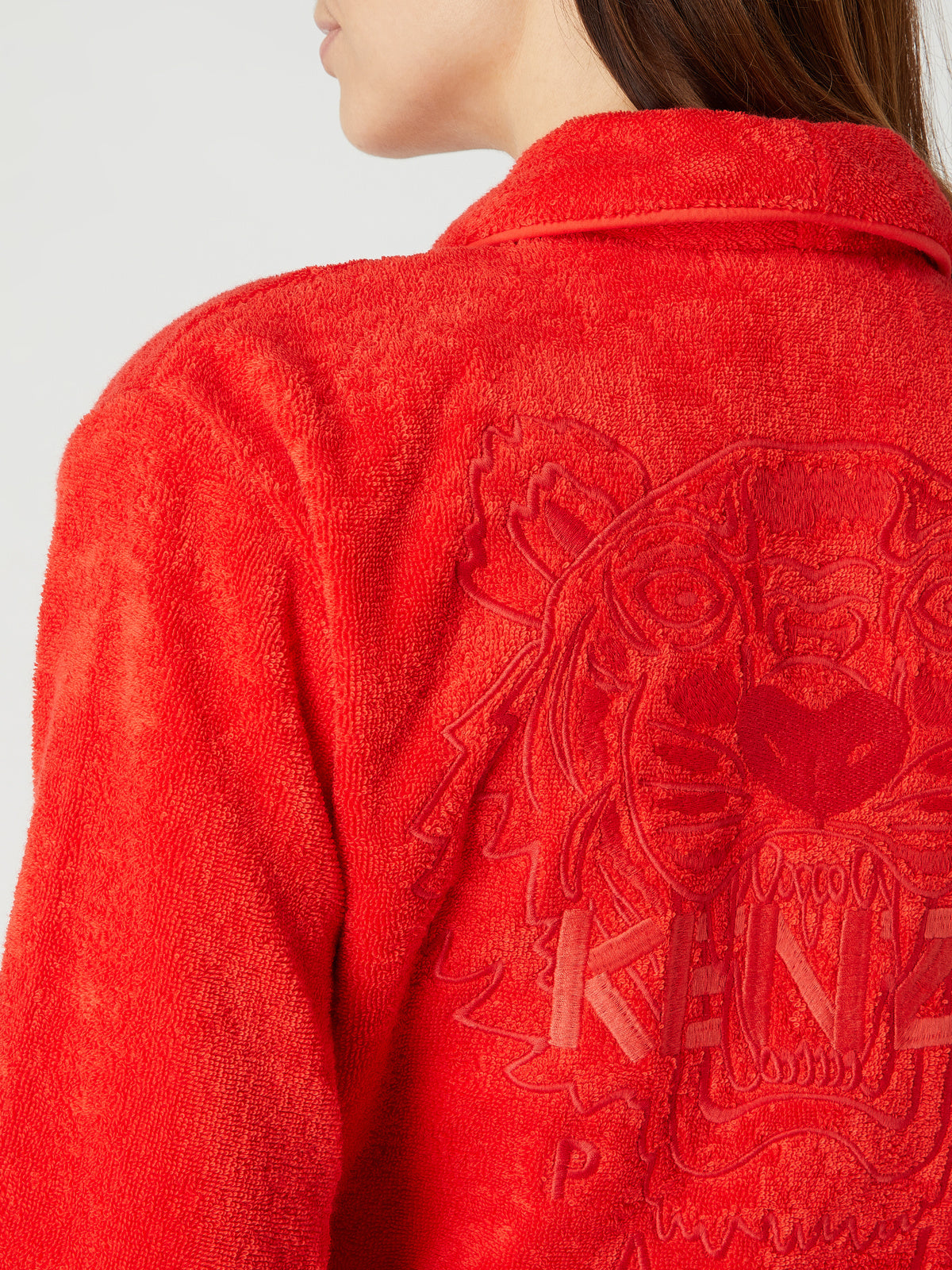 KENZO Damen Frottee Bademantel Rot