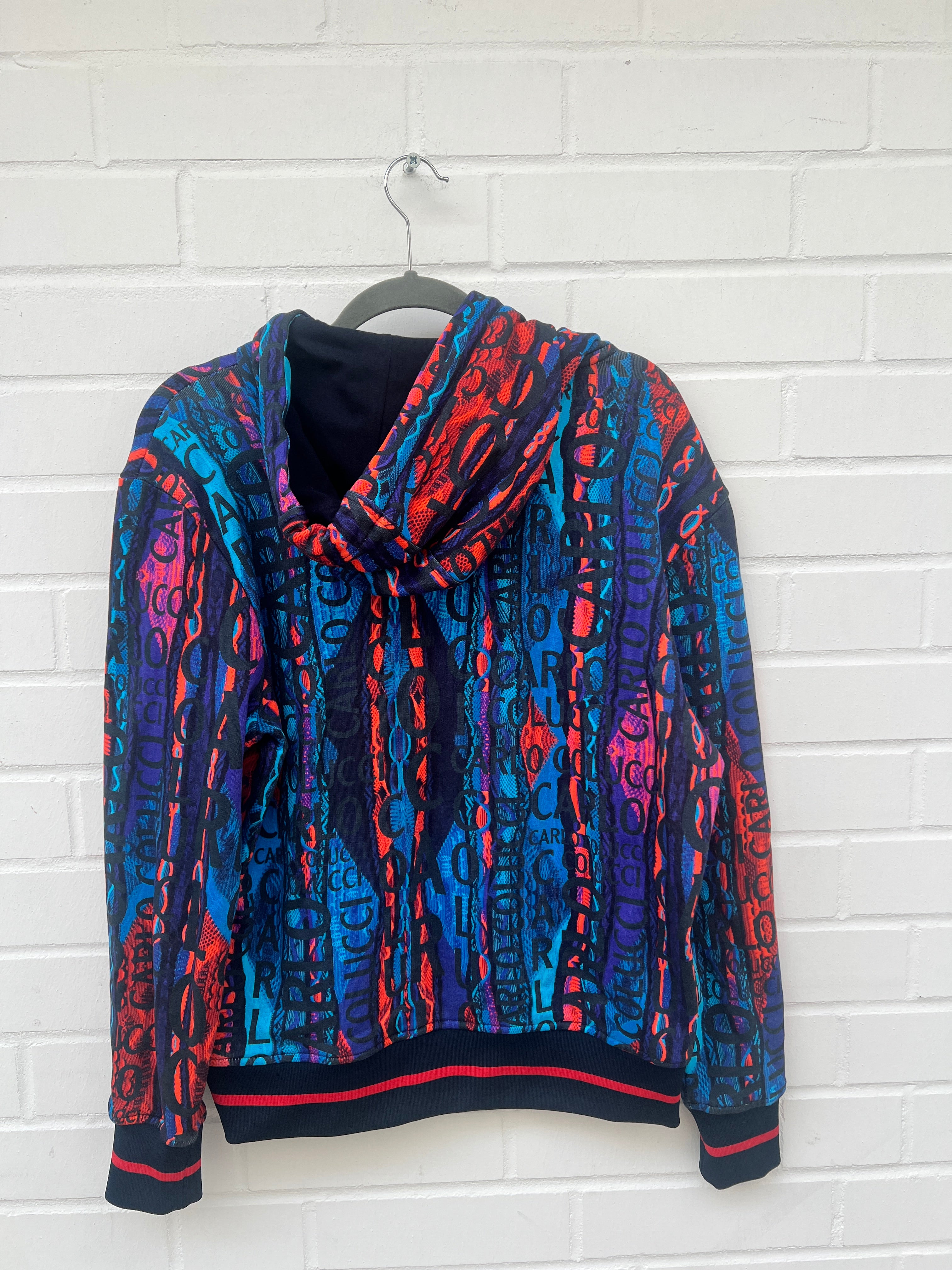 (106) Carlo Colucci Hoodie blau muster