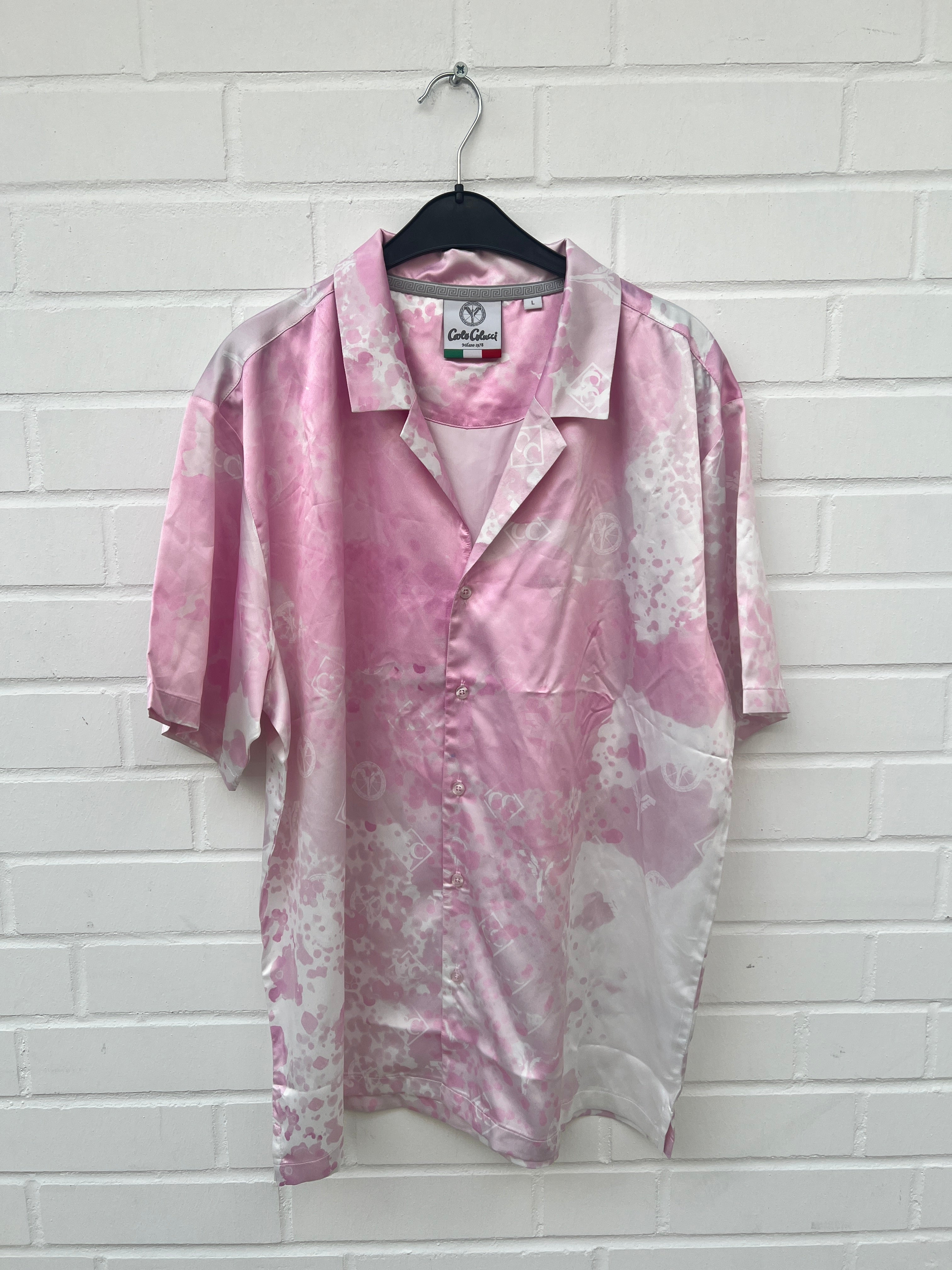 (Stange3) Carlo Colucci Satin Hemd rosa