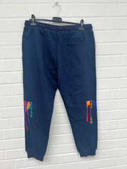 (130) Carlo Colucci Hose Navy Blau Farbdrip