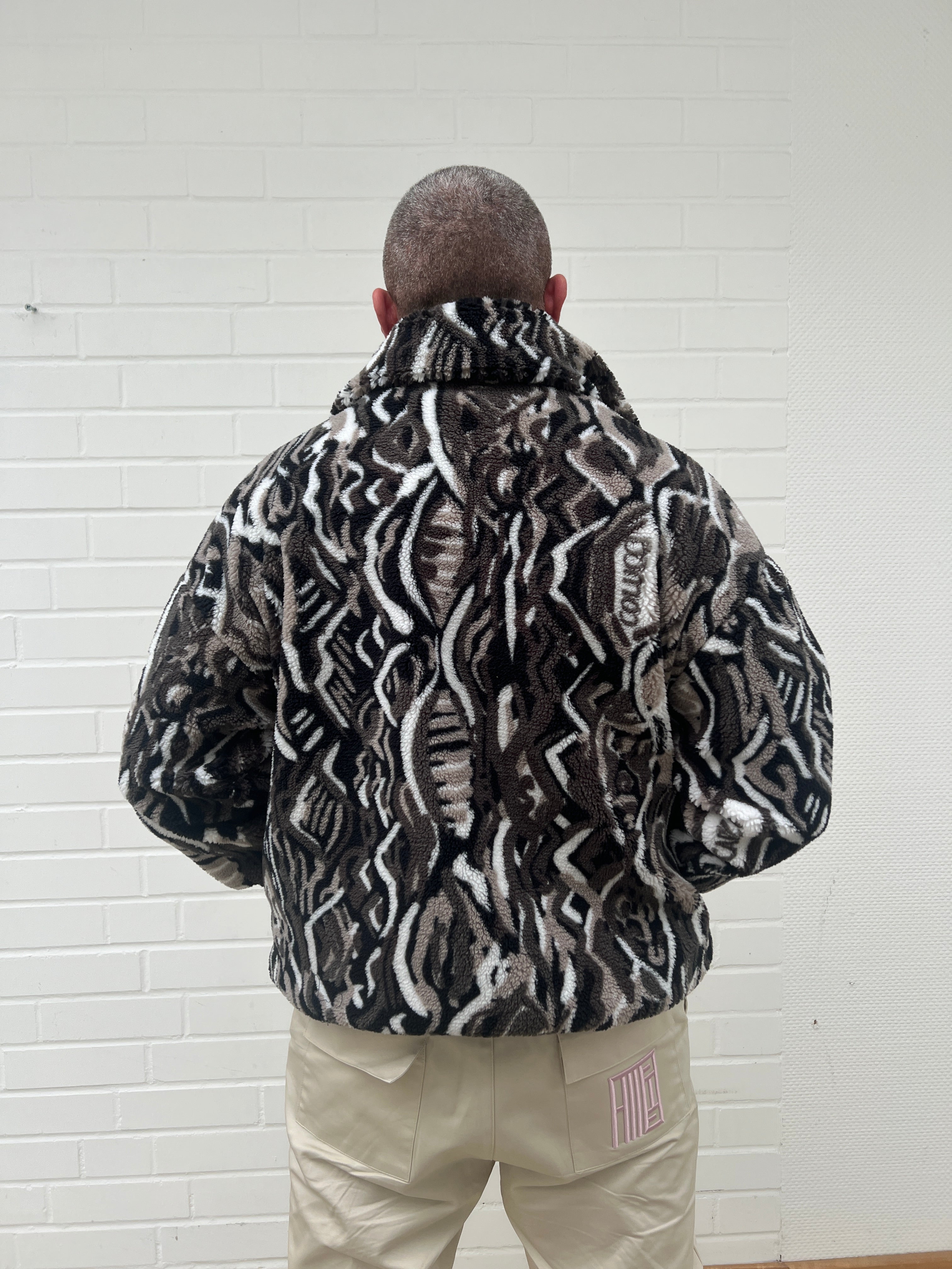 (Stange4) Carlo Colucci Teddyjacke schwarz braun Reisverschluss