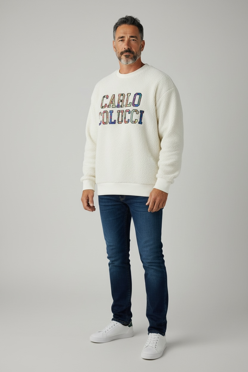 Carlo Colucci Teddy Pullover Creme Gr.M