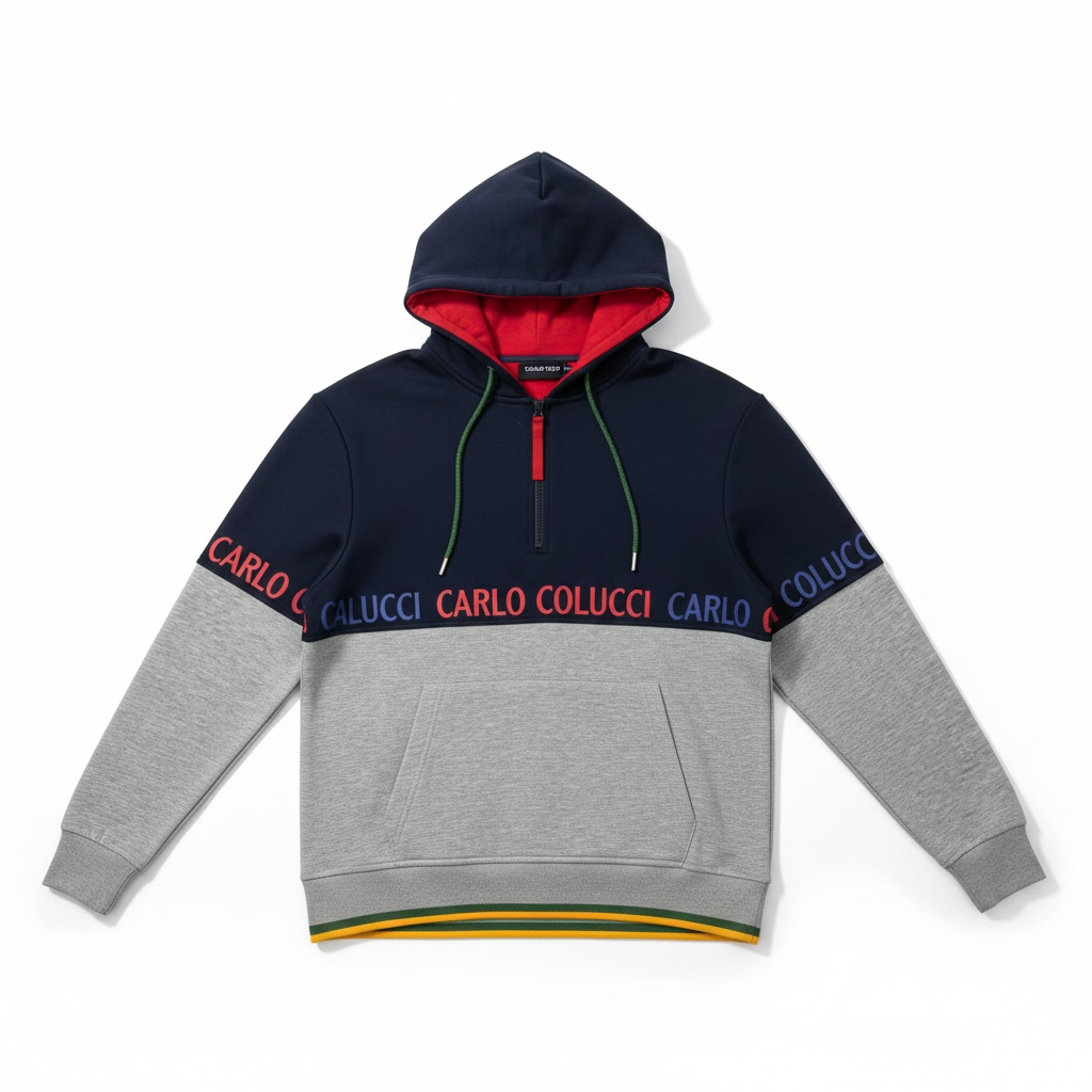 Carlo Colucci Zip Sweatshirt mit Kapuze Gr.S