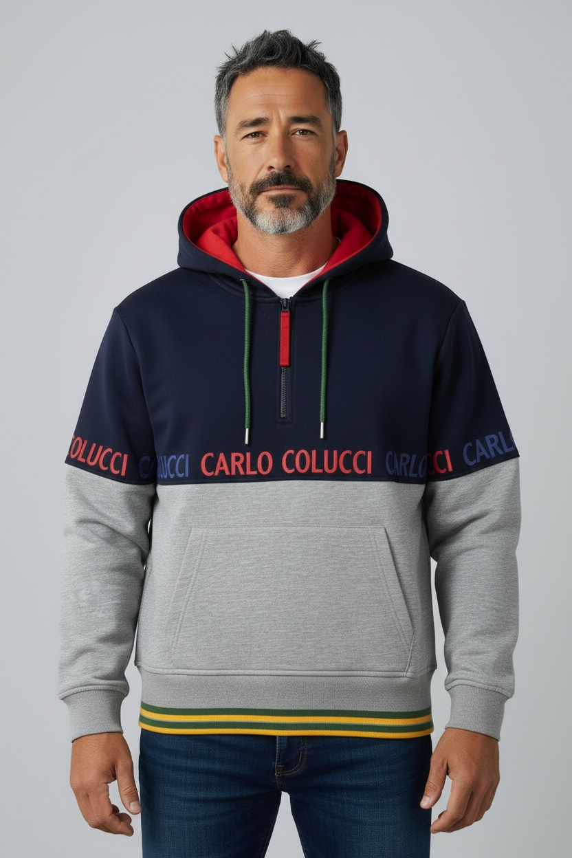 Carlo Colucci Zip Sweatshirt mit Kapuze Gr.S