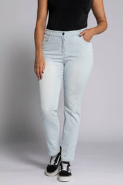 (U3) Ulla Popken Hose blau/weiß gestreift 792285 700
