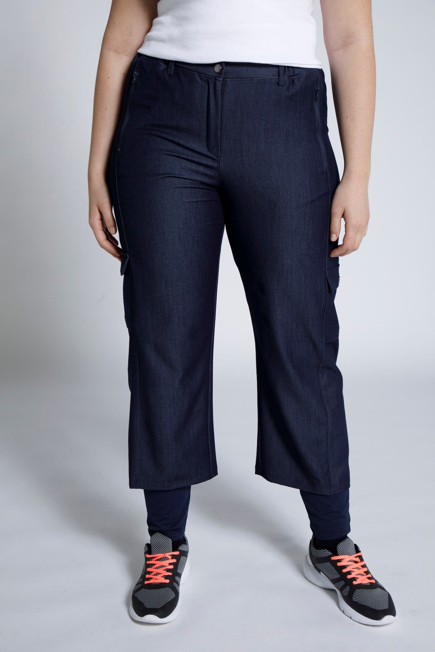 (U43) Ulla Popken Hose Sport Navy 796265 130