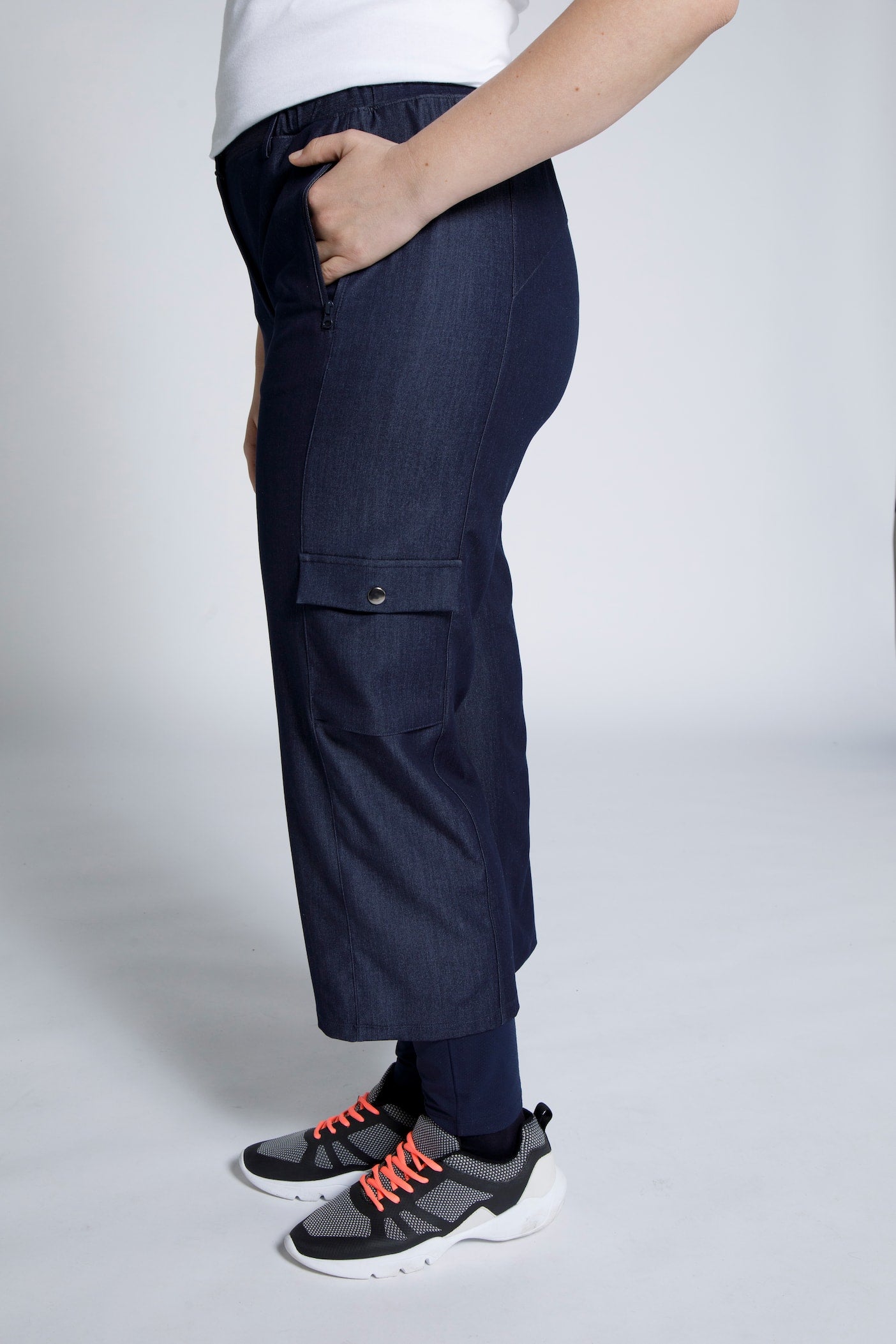 (U43) Ulla Popken Hose Sport Navy 796265 130