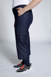 (U43) Ulla Popken Hose Sport Navy 796265 130