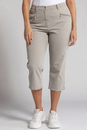 (U41) Ulla Popken Capri Hose grau/weiß gestreift 747542 22