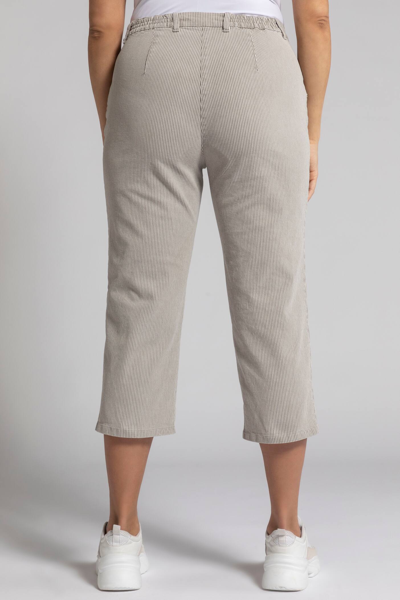 (U41) Ulla Popken Capri Hose grau/weiß gestreift 747542 22