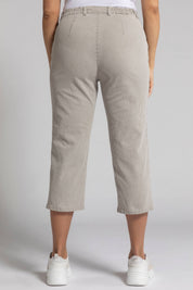 (U41) Ulla Popken Capri Hose grau/weiß gestreift 747542 22