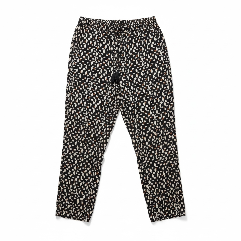 (U17) Ulla Popken Hose schwarz beige punkte 807322 100