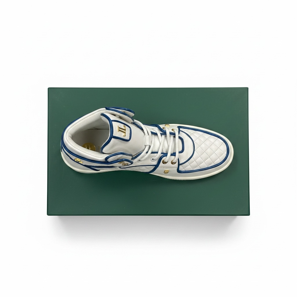 LEANDRO LOPES SNEAKER Mid Top Jordy White Blue Gr.42