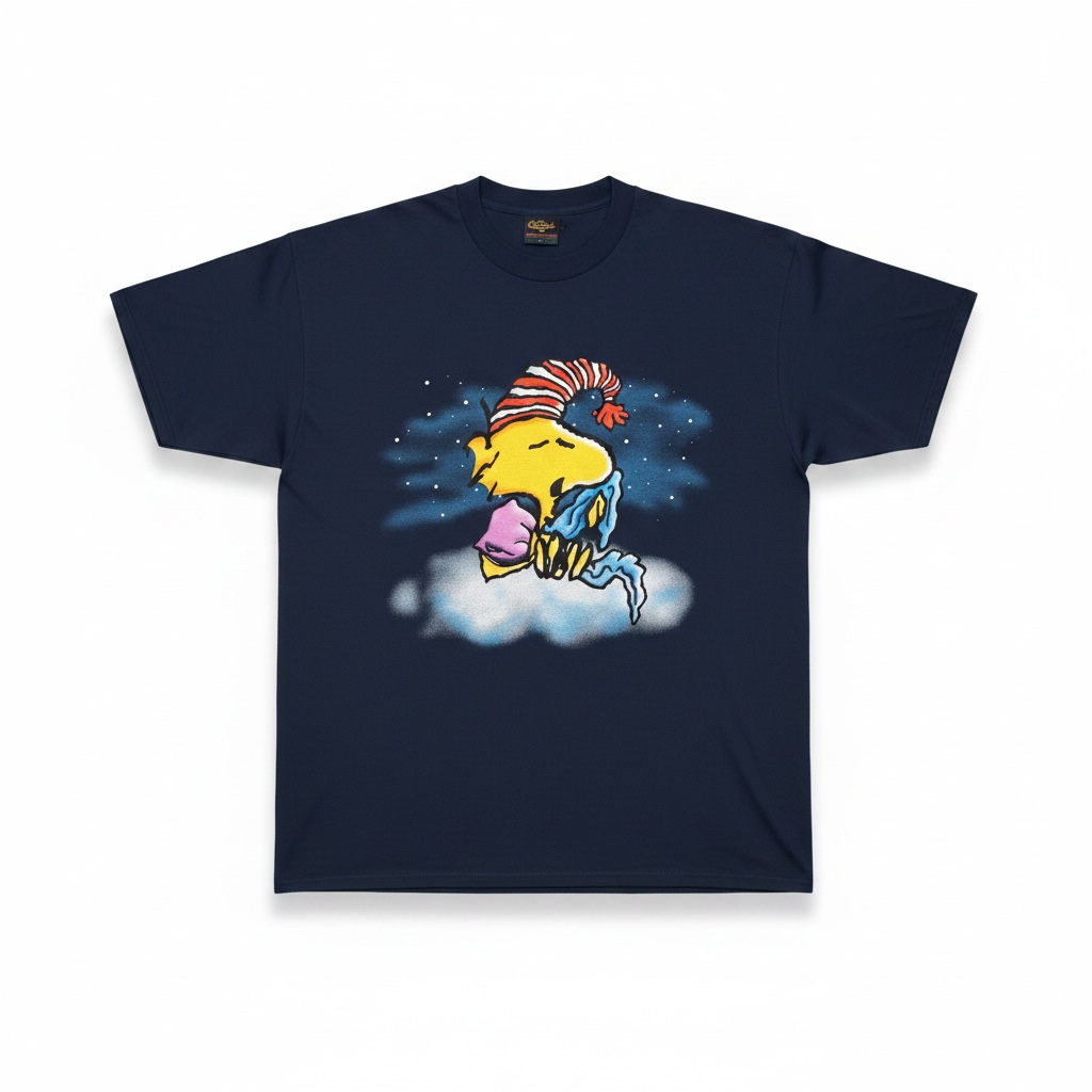 Vintage Glow in the Dark Sleepy Snoopy  Tshirt navy Gr.L 1980