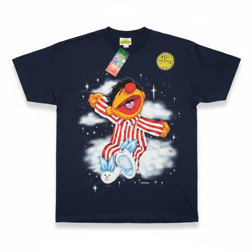 Vintage Glow in the Dark Ernie Tshirt navy Gr.L 1990