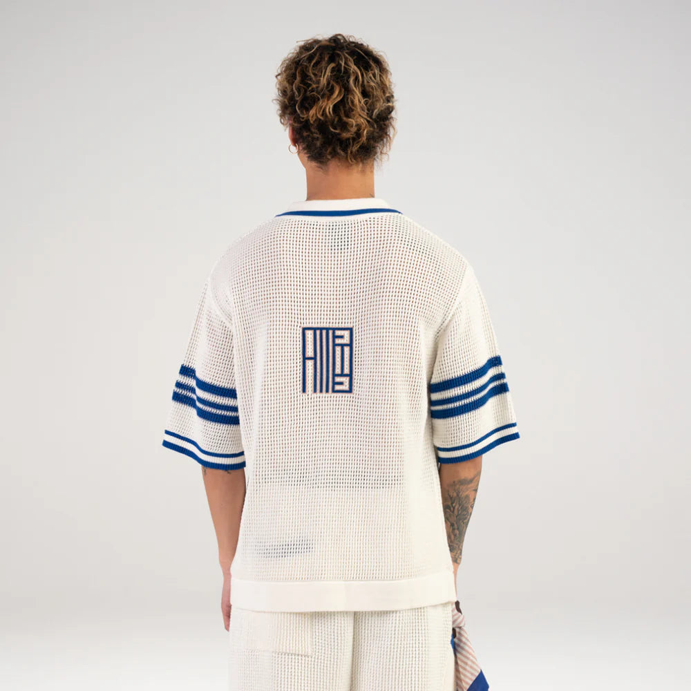 Alessandro Magno Set Anzug Sommer Knitted Polo Short  creme blau  CH. 7