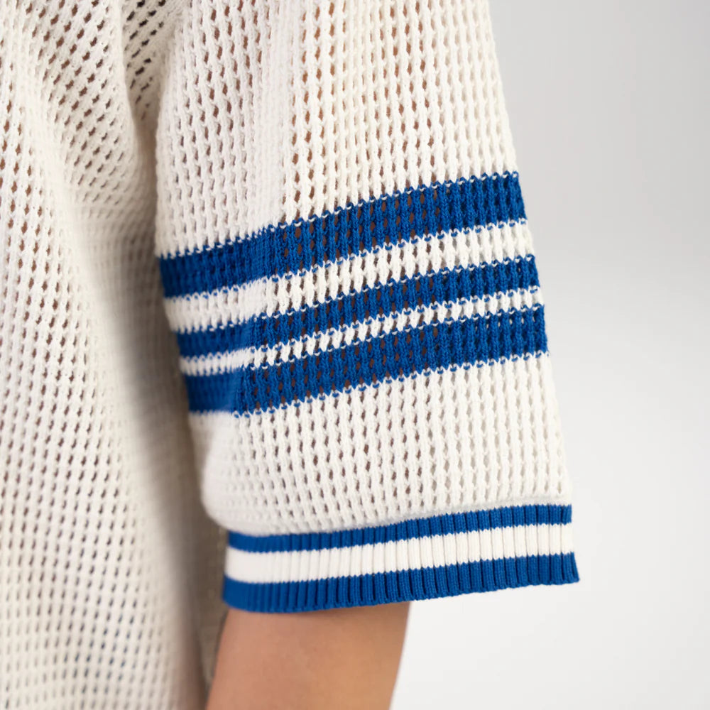 Alessandro Magno Set Anzug Sommer Knitted Polo Short  creme blau  CH. 7