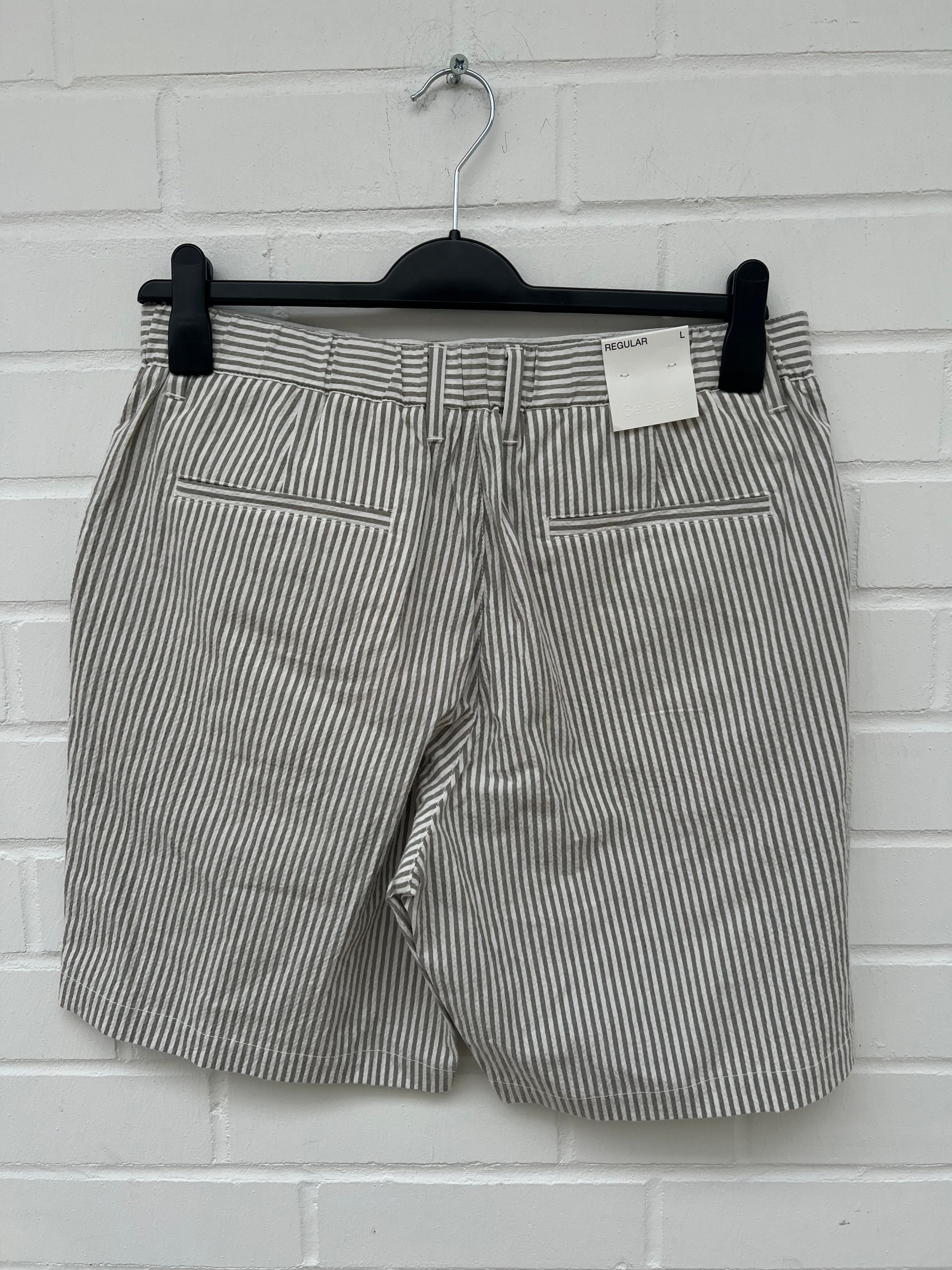 SELECTED Regular Fit Short 100% Cotton gestreift grau GrL