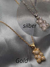 Halskette "Zirkonia Gumybear" Edelstahl 18k vergoldet gold/silber (21)