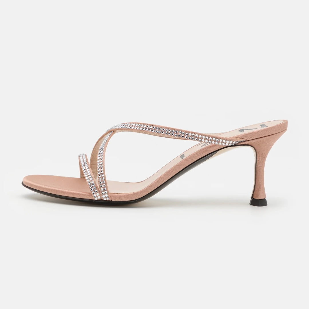 Sandale N21 talons hauts taille 38,5 mule pailletée nude