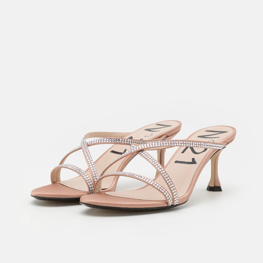 Sandale N21 talons hauts taille 38,5 mule pailletée nude