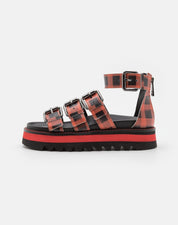 783 MOSCHINO Sandalen Gr 44 rot schwarz kariert