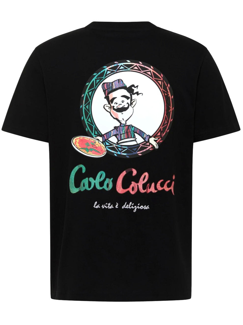 (30) Carlo Colucci T Shirt Unisex oversize schwarz Pizza