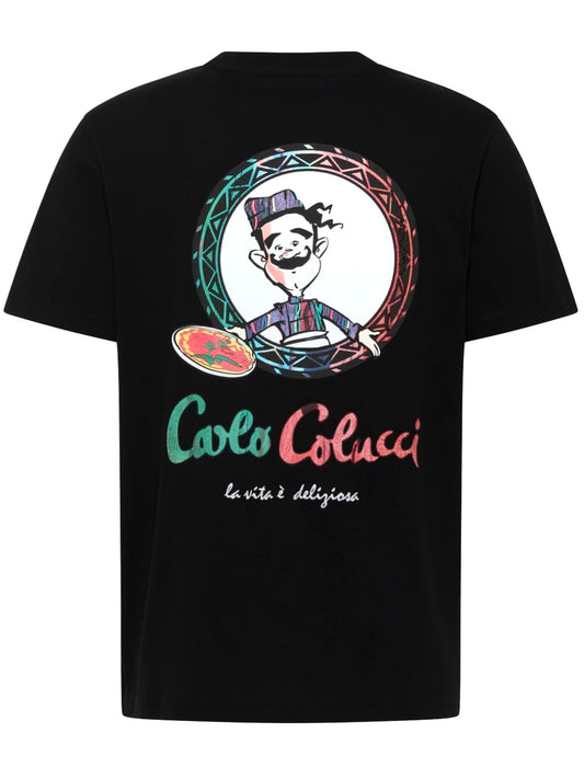 (30) Carlo Colucci T Shirt Unisex oversize schwarz Pizza