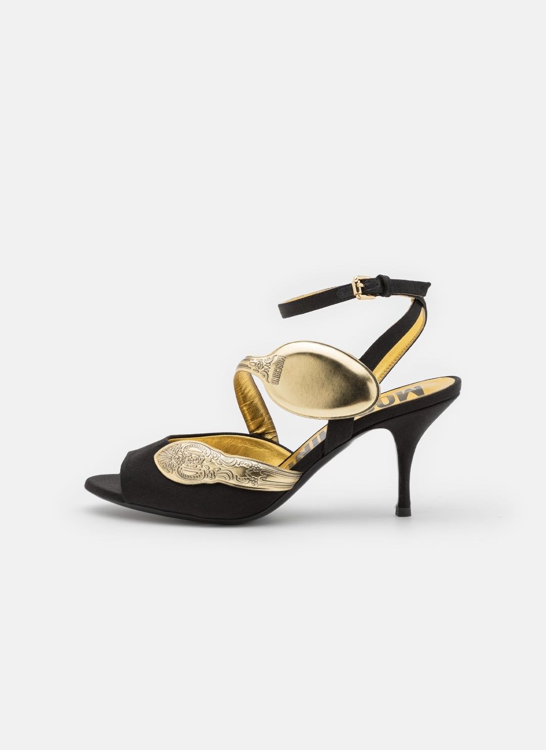 MOSCHINO High Heels Riemen Sandalette gold Besteck Gabel Löffel