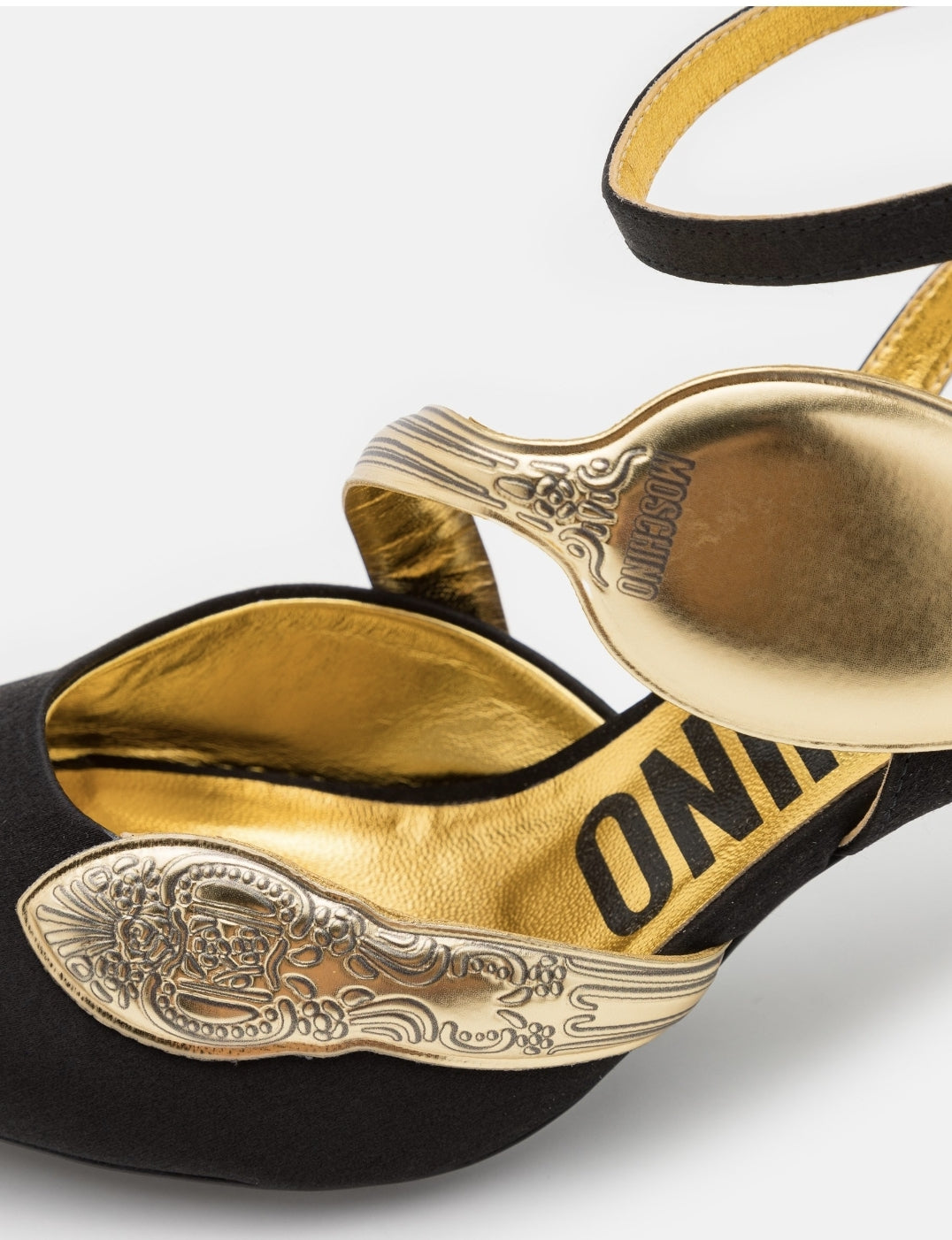 MOSCHINO High Heels Riemen Sandalette gold Besteck Gabel Löffel